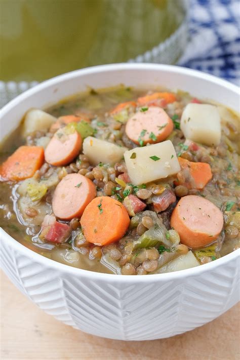 How does Soup Lentil German & Smoked Sausage 16 oz fit into your Daily Goals - calories, carbs, nutrition