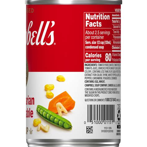 How does Soup Tortilla Vegetarian Campbells 12 oz fit into your Daily Goals - calories, carbs, nutrition