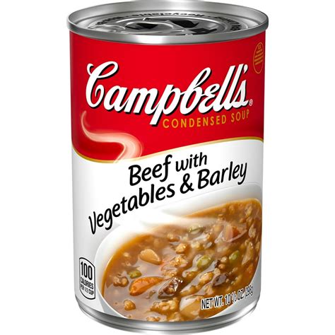 How does Soup Vegetable Beef Barley Campbells 8 oz fit into your Daily Goals - calories, carbs, nutrition