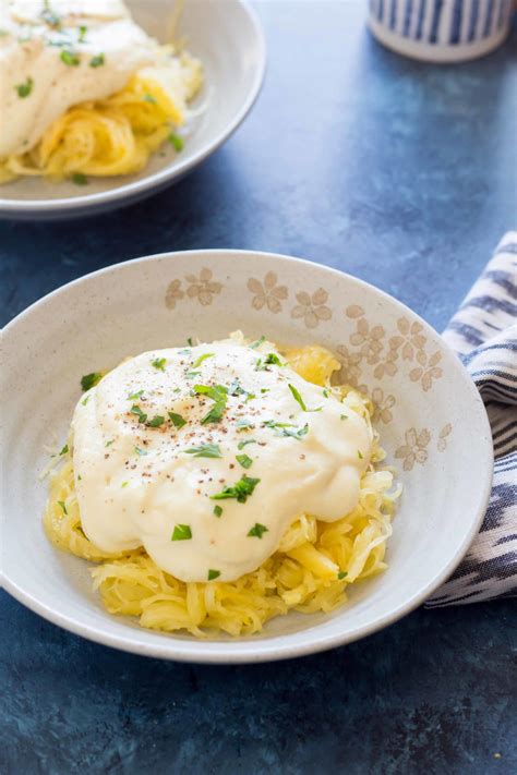 How does Spaghetti Squash with Vegan Cauliflower Alfredo fit into your Daily Goals - calories, carbs, nutrition