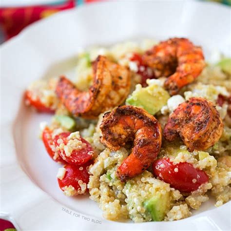 How does Spicy Grilled Shrimp with Quinoa Salad fit into your Daily Goals - calories, carbs, nutrition