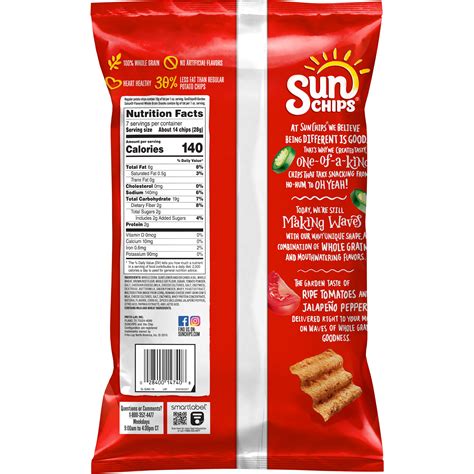 How does Sun Chips - Garden Salsa fit into your Daily Goals - calories, carbs, nutrition