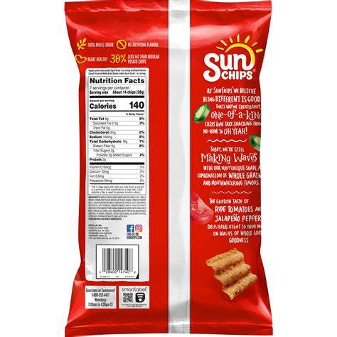 How does Sun Chips - Garden Salsa fit into your Daily Goals - calories, carbs, nutrition