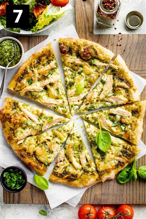 How does Thin Crust Chicken with Pesto Pizza fit into your Daily Goals - calories, carbs, nutrition