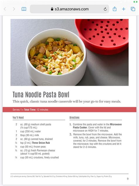 How does Tuna Noodle Pasta Bowl fit into your Daily Goals - calories, carbs, nutrition