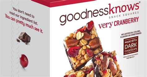 How does Very Cranberry Snack Squares fit into your Daily Goals - calories, carbs, nutrition