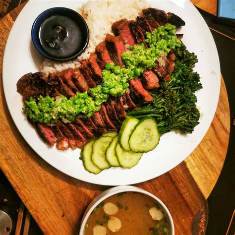 How does Wasabi Miso Grilled Steak fit into your Daily Goals - calories, carbs, nutrition