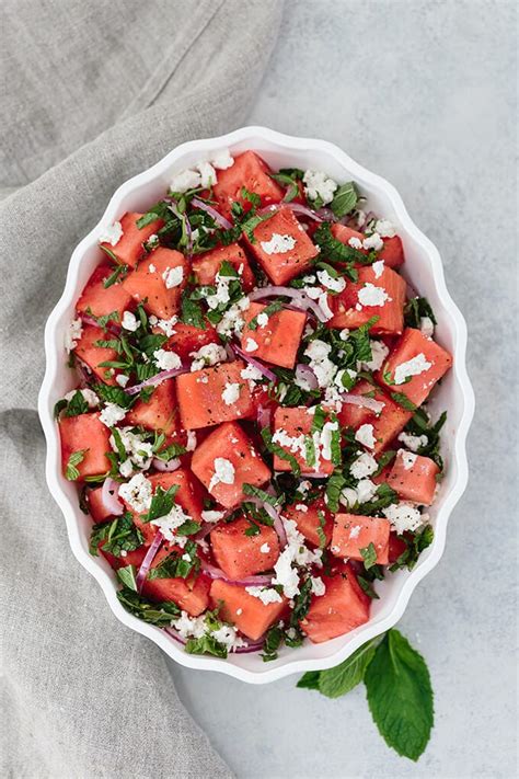 How does Watermelon Feta Salad with Mint fit into your Daily Goals - calories, carbs, nutrition