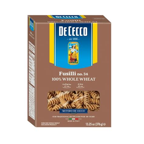 How many calories are in 100% whole wheat fusilli - calories, carbs, nutrition