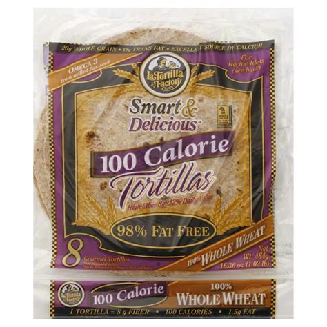 How many calories are in 100% whole wheat tortillas - calories, carbs, nutrition