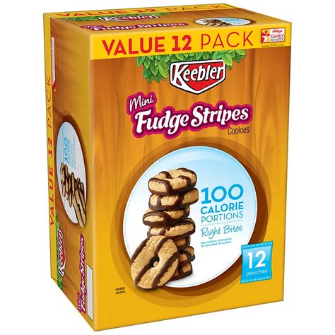 How many calories are in 100 calorie pack - mini fudge stripes - calories, carbs, nutrition