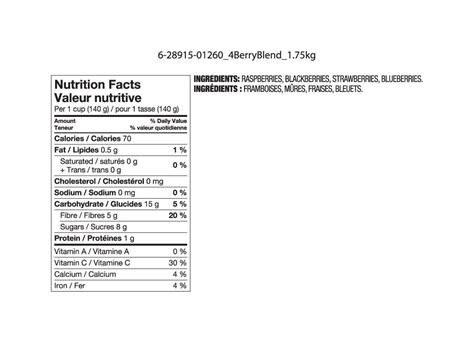 How many calories are in 4 berry blend - calories, carbs, nutrition