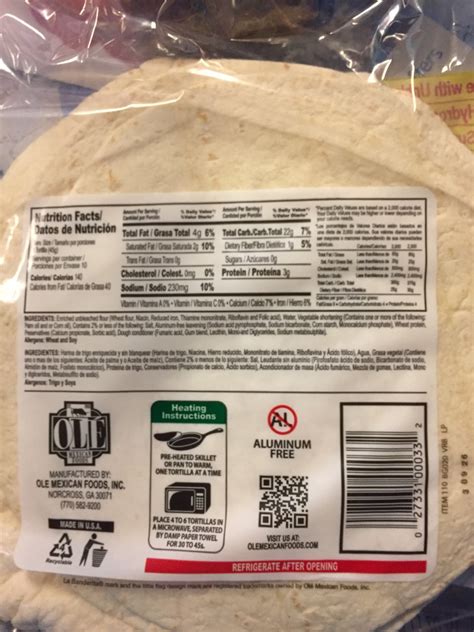 How many calories are in 6 inch flour tortilla - calories, carbs, nutrition