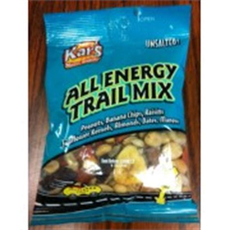 How many calories are in all energy trail mix - calories, carbs, nutrition