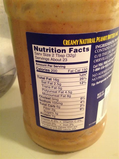 How many calories are in all natural crunchy peanut butter - calories, carbs, nutrition