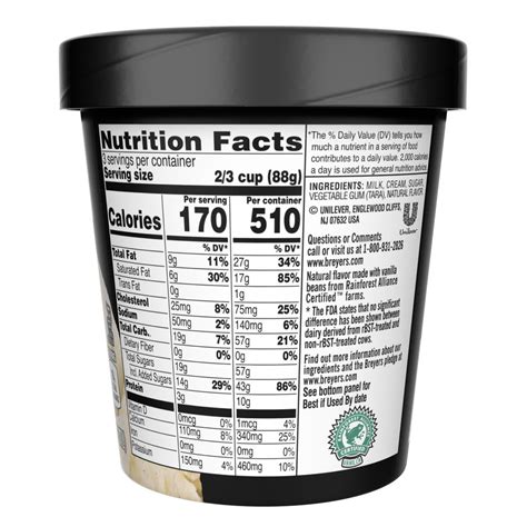 How many calories are in all natural vanilla - calories, carbs, nutrition