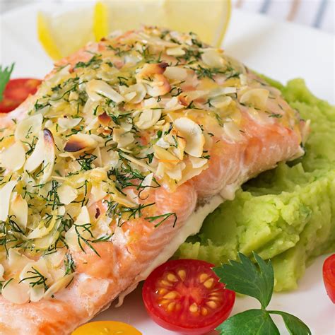 How many calories are in almond-crusted salmon-large - calories, carbs, nutrition