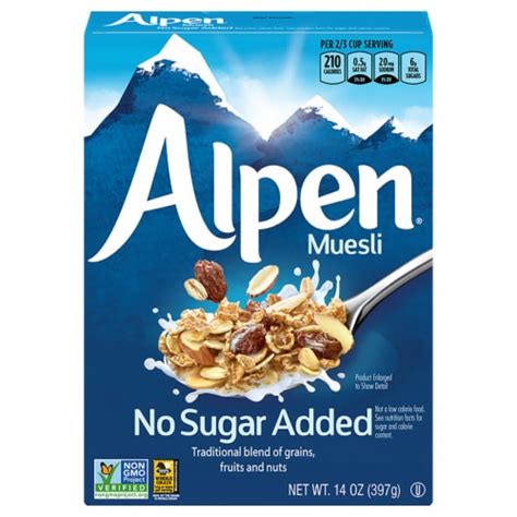 How many calories are in alpen breakfast cereal with no added sugar - calories, carbs, nutrition