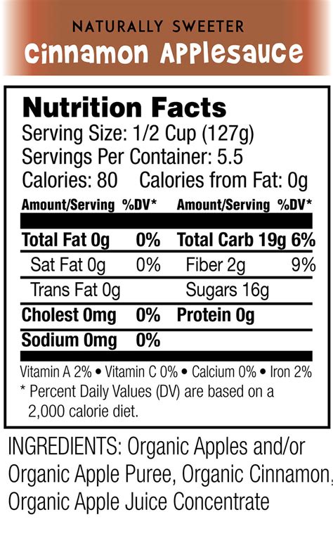 How many calories are in apple cinnamon applesauce - calories, carbs, nutrition