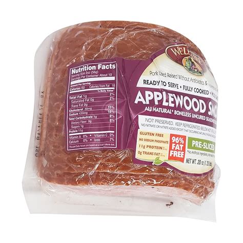 How many calories are in applewood smoked ham - calories, carbs, nutrition