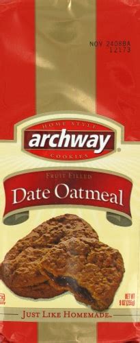 How many calories are in archway home style cookies, date filled oatmeal - calories, carbs, nutrition