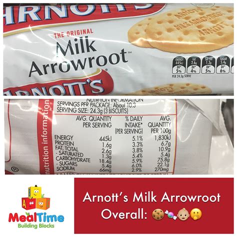 How many calories are in arrowroot cookies - calories, carbs, nutrition