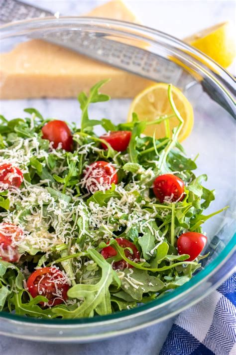 How many calories are in arugula salad with cherry tomatoes lime vinaigrette - calories, carbs, nutrition