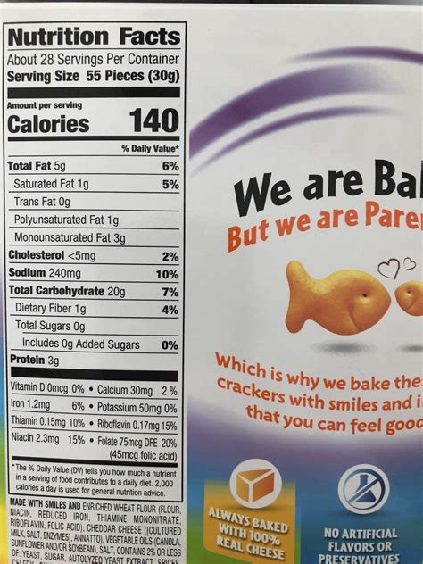 How many calories are in baby goldfish - calories, carbs, nutrition