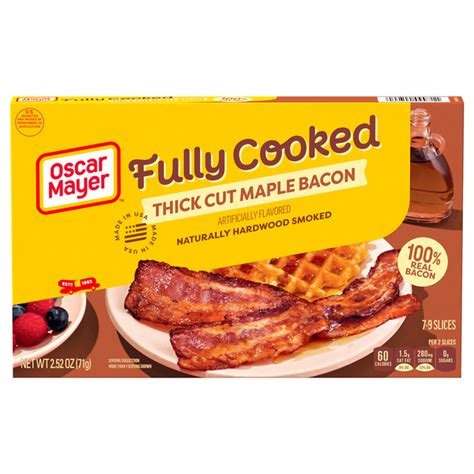 How many calories are in bacon 22/26 cooked maple peppered 1 ea - calories, carbs, nutrition