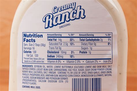 How many calories are in bacon ranch dressing - calories, carbs, nutrition