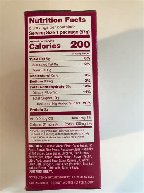 How many calories are in baked bars raspberry - calories, carbs, nutrition