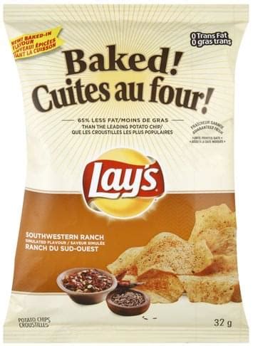 How many calories are in baked southwestern ranch potato chips - calories, carbs, nutrition