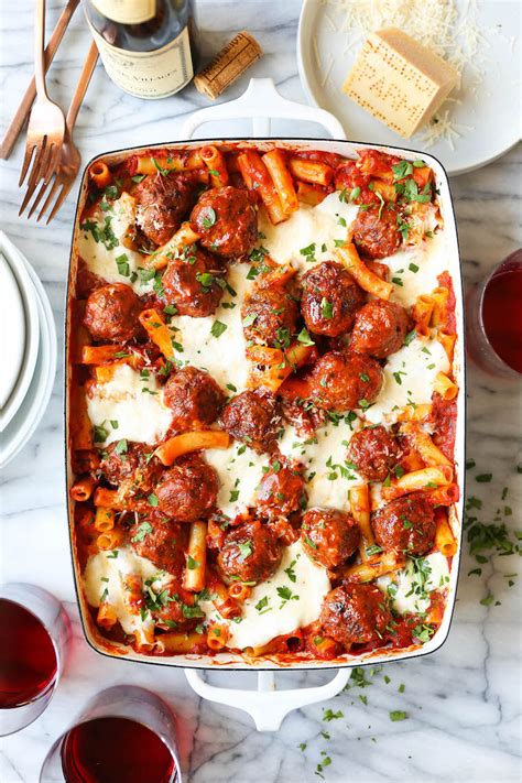 How many calories are in baked ziti and meatballs - calories, carbs, nutrition