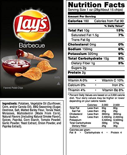 How many calories are in barbecue chips - calories, carbs, nutrition