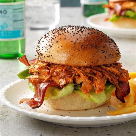 How many calories are in bbq pulled pork sandwich with sweet potato frys and sour cream and honey sauce - calories, carbs, nutrition