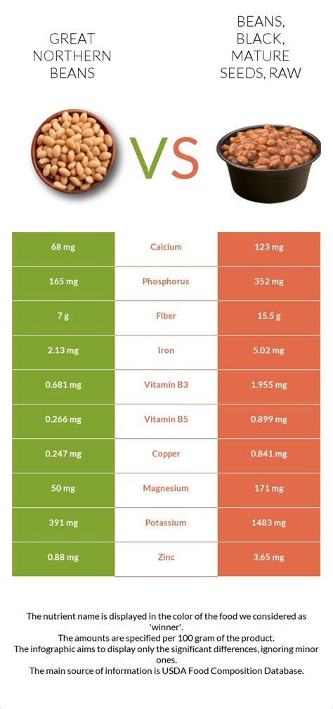 How many calories are in beans, great northern, mature seeds, raw - calories, carbs, nutrition