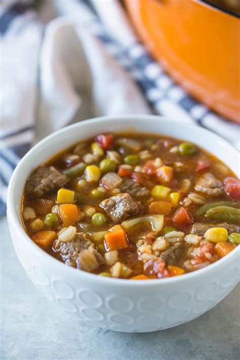 How many calories are in beef barley vegetable soup - calories, carbs, nutrition