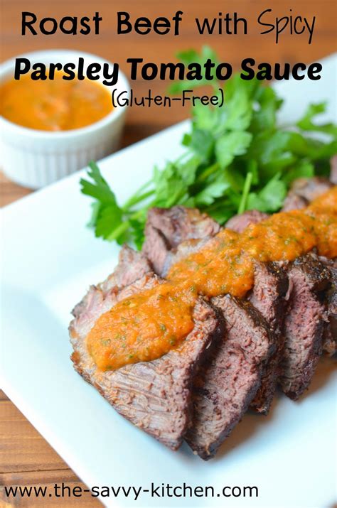 How many calories are in beef roast with spicy tomato parsley sauce - calories, carbs, nutrition