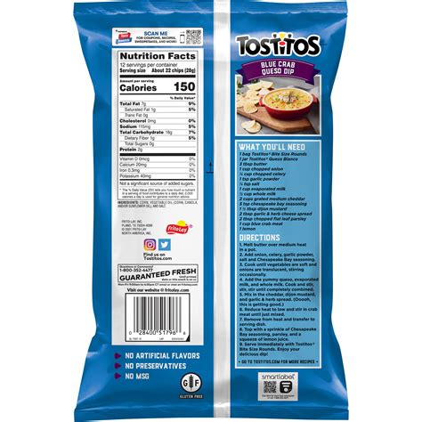 How many calories are in bite size tortilla chips - calories, carbs, nutrition