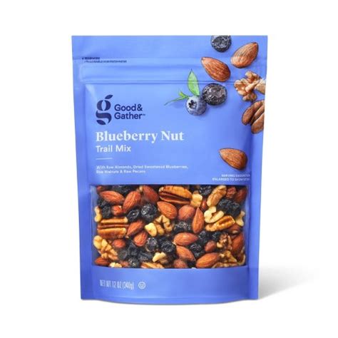 How many calories are in blueberry nut trail mix - calories, carbs, nutrition