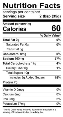 How many calories are in bourbon dessert sauce - calories, carbs, nutrition