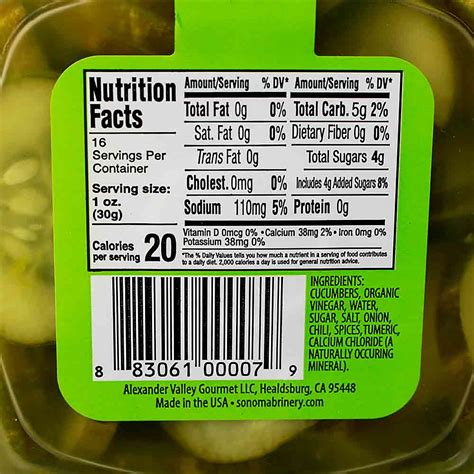 How many calories are in bread and butter pickles - calories, carbs, nutrition