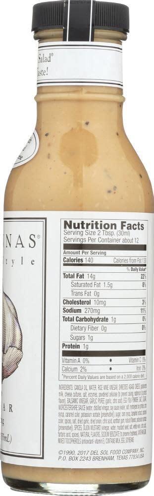 How many calories are in caesar dressing - calories, carbs, nutrition