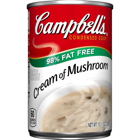 How many calories are in campbell's, 98% fat free cream of mushroom soup, condensed - calories, carbs, nutrition