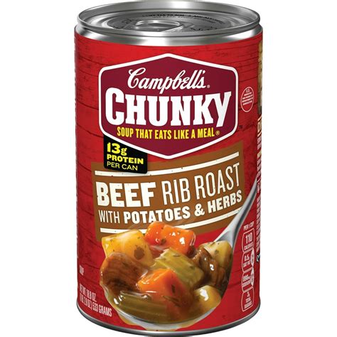 How many calories are in campbell's chunky soups, beef rib roast with potatoes & herbs soup - calories, carbs, nutrition