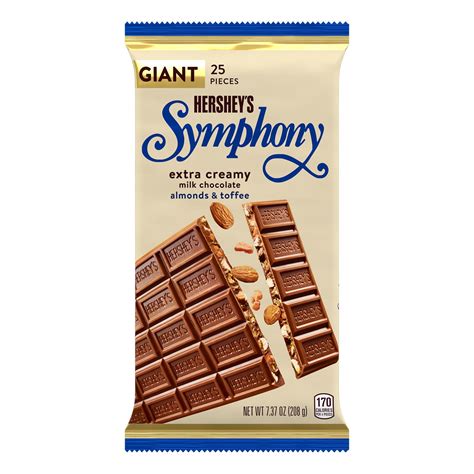 How many calories are in candies, symphony milk chocolate bar - calories, carbs, nutrition