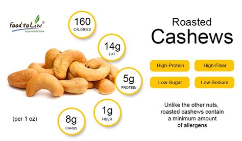 How many calories are in cashews, roasted & unsalted - calories, carbs, nutrition