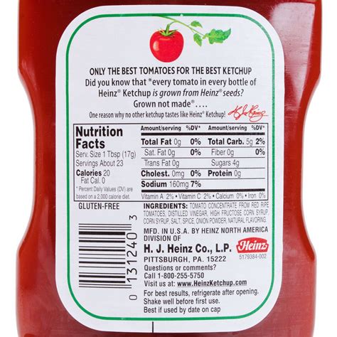 How many calories are in catsup - calories, carbs, nutrition