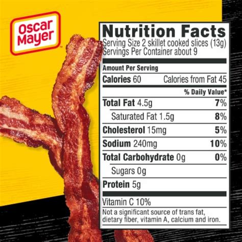 How many calories are in center cut bacon - original - calories, carbs, nutrition