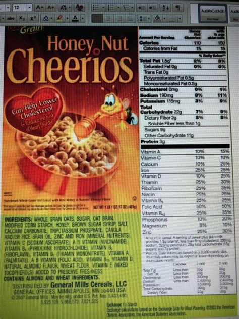 How many calories are in cereal, cheerios honey nut, general mills - calories, carbs, nutrition